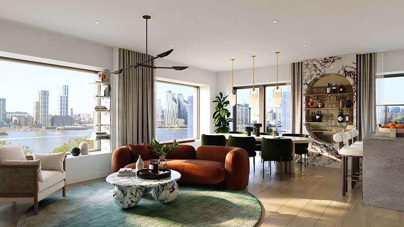 Apartment living space at Riverscape Apartment living space at Riverscape