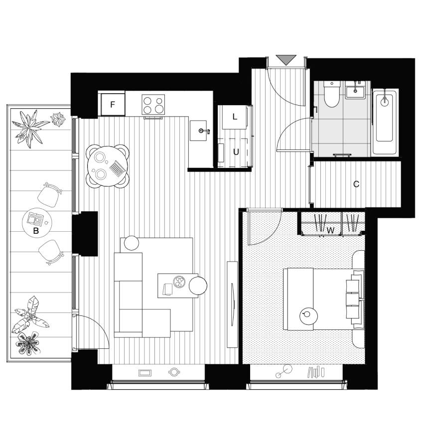 One bed floorplan - The Forshaw, Riverscape One bed floorplan - The Forshaw, Riverscape