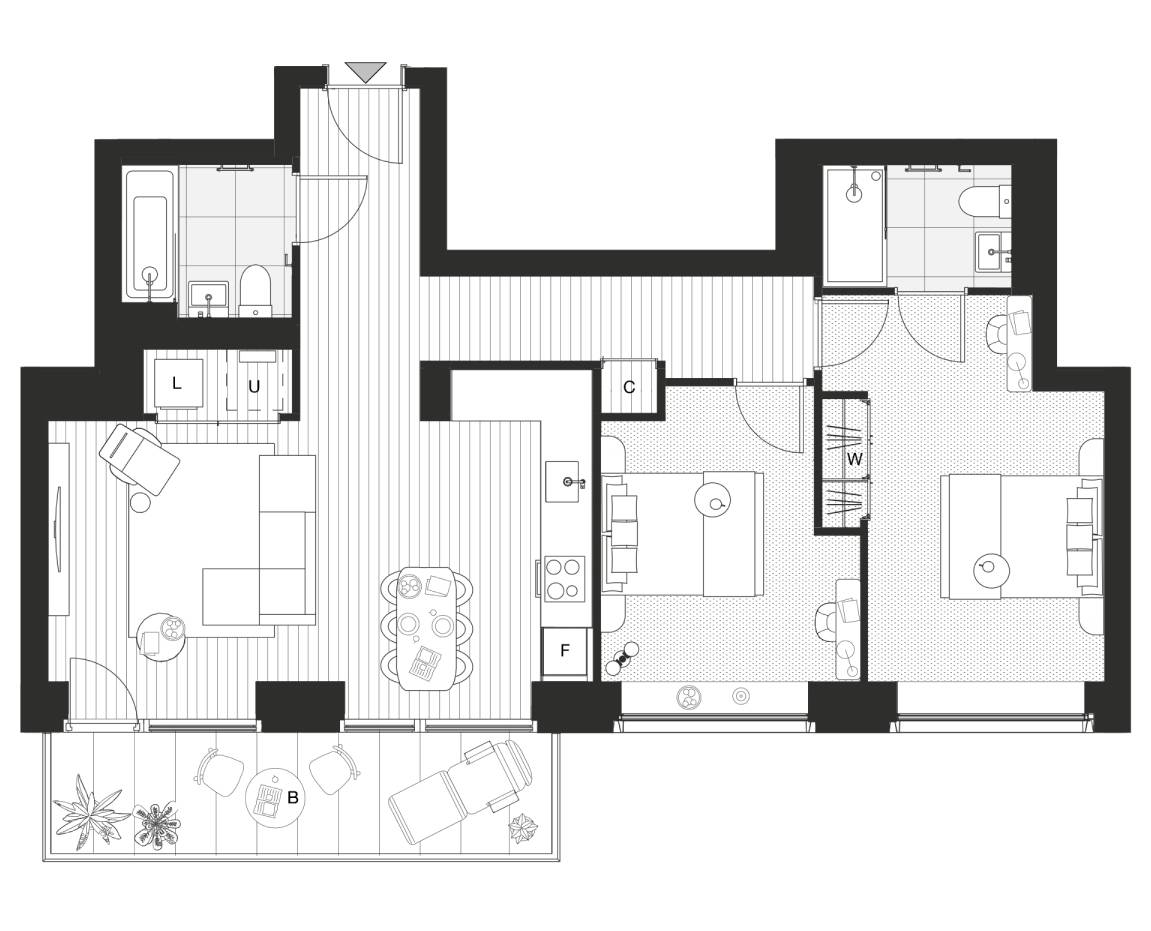 Two bed floorplan - The Forshaw, Riverscape Two bed floorplan - The Forshaw, Riverscape